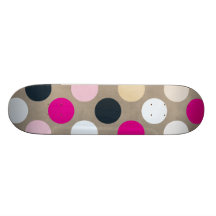 7096_polka-dots-44-pink-brown POLKA DOTS HOT PINK Skate Board