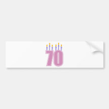 70 Birthday Candles (Pink / Purple) Bumper Stickers