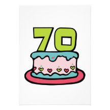 70 Year Old Birthday Cake Personalized Invitation