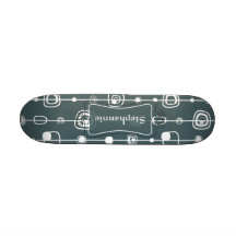 70's Retro Blue Squares Mini Skateboard