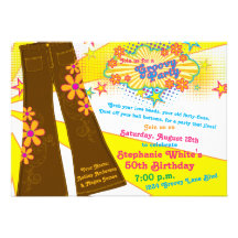 70s Theme Groovy Bell Bottoms 50th Birthday Party Personalised Invitation