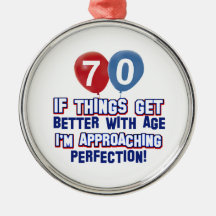 70th birthday designs christmas ornament