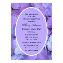 70th Birthday Party  Invitation -- Hydrangea invitations
