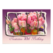 70th Birthday Party Invitation - tulips