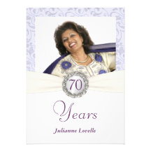 70th Birthday Party Invitations Lavender Damask