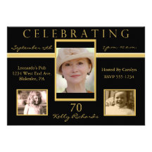 70th Birthday Party Tri Photo Invitations