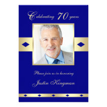70th Photo Birthday Party Invitation - Navy 70 invitations