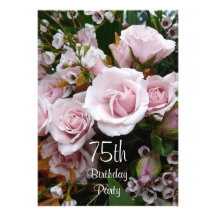 75th Birthday Celebration-Pink Roses Custom Invites