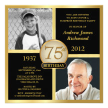 75th Birthday Invitations Then & Now Photos