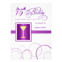 75th Birthday Party Invitations - with Monogram