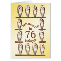 76th birthday, Curious owls card.