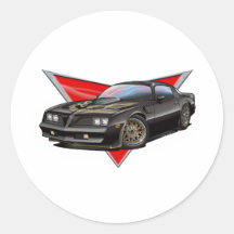 77-78 Black Firebird Round Stickers