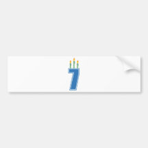 7 Birthday Candles (Blue / Green) Bumper Stickers