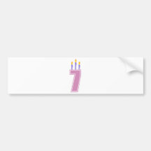 7 Birthday Candles (Pink / Purple) Bumper Sticker