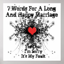 7 Words For A Long and Happy Marriage Posters