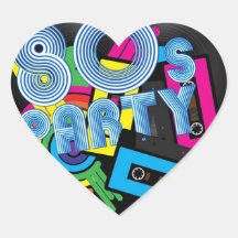 80 Retro Party Heart Sticker