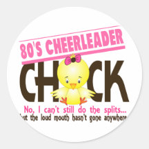 80’s Cheerleader Chick Round Stickers