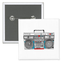 80s boombox illustration pins