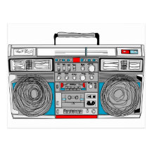 80s boombox illustration post card