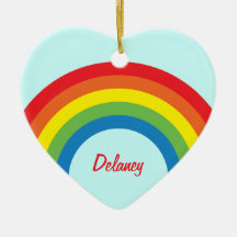 80's Retro Rainbow Heart Name Ornament