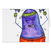 80'S Workout Eggplant Blank Card
