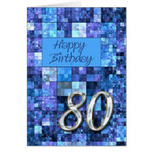 80th Birthday card with abstract squares.