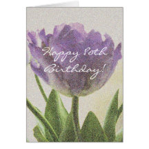 80th Birthday card with beautiful tulip flowers