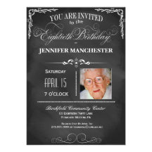 80th Birthday Chalkboard Typography Party Invite