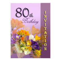 80th Birthday Party Invitation - Freesias