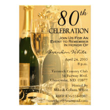 80th Birthday Party Invitations