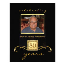 80th Birthday Party Invitations - Formal Monogram