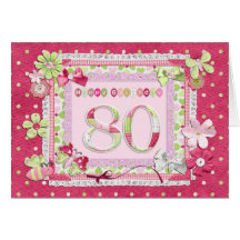80th birthday scrapbooking style greeting card