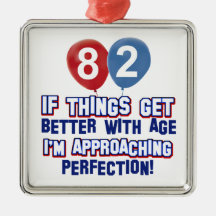82nd year birthday designs christmas tree ornament