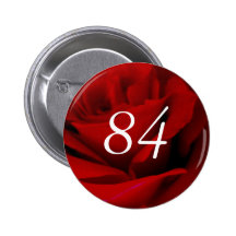 84th Birthday Red Rose Party Favour Button