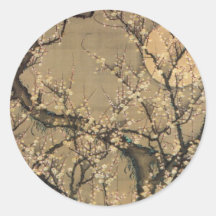 8. 梅花晧月図, 若冲 Moon and Plum blossoms, Jakuchū Round Stickers