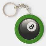 8 BALL ON GREEN BACKGROUND KEY CHAINS