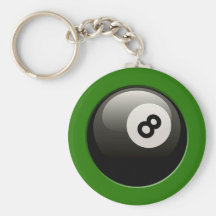 8 BALL ON GREEN BACKGROUND KEY CHAINS