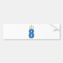 8 Birthday Candles (Blue / Green) Bumper Stickers