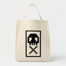 8-bit Pixel Skull Tote Bag