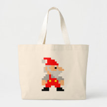 8-bit Santa, Mario Style Tote Bags