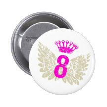 #8 Raspberry Wings Pinback Button