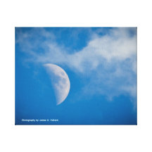 8 X 10 - White Moon Blue Sky #1 Canvas Print