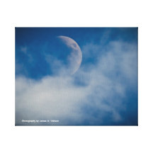 8 X 10 - White Moon Blue Sky #2 Canvas Print