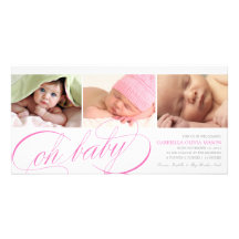8 x 4 Oh Baby | Birth Announcement Photo Card