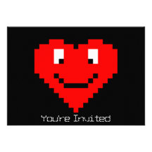 8bit Heart Face Personalized Invitation