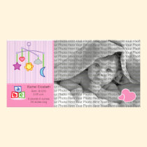 8x4 Birth Photo Announcement Pink Hearts photo cards
