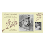 8x4 Branch Design Birth Announcement Khaki/Brown Customised Photo Card