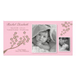 8x4 Branch Design Birth Announcement Pink/Brown Picture Card