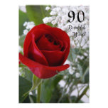 90th Birthday Celebration-Red Rose Personalised Announcement