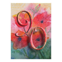 90th Birthday Party Invitation - Poppies
